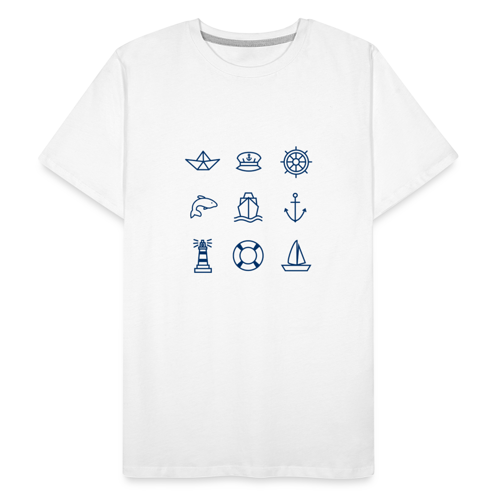 Männer Premium Bio T-Shirt - Nautik Doodles - weiß
