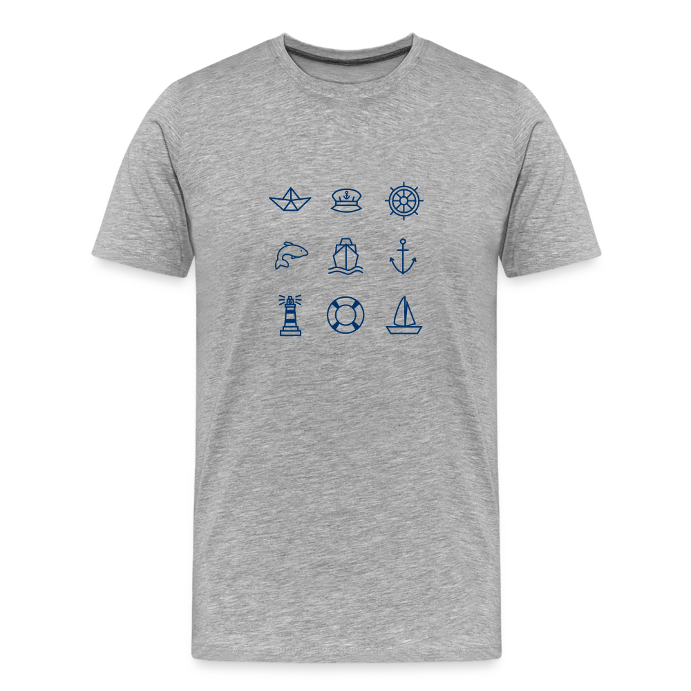 Männer Premium Bio T-Shirt - Nautik Doodles - Grau meliert