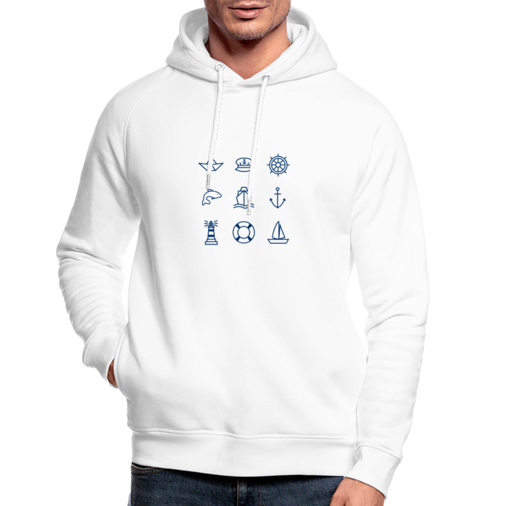Unisex Bio-Hoodie - Nautik Doodles - weiß
