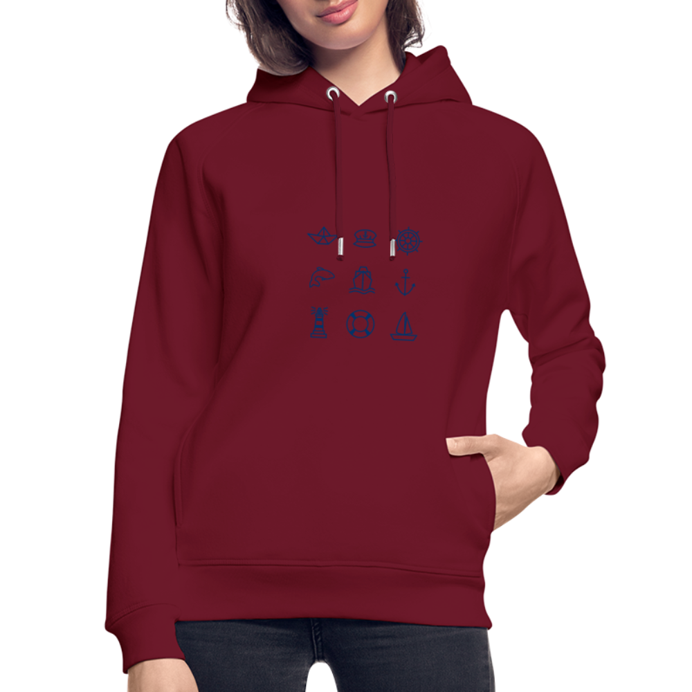 Unisex Bio-Hoodie - Nautik Doodles - Burgunderrot