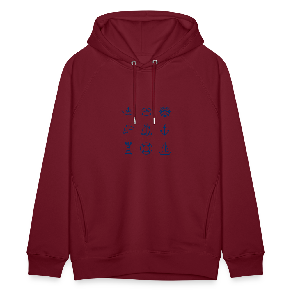 Unisex Bio-Hoodie - Nautik Doodles - Burgunderrot