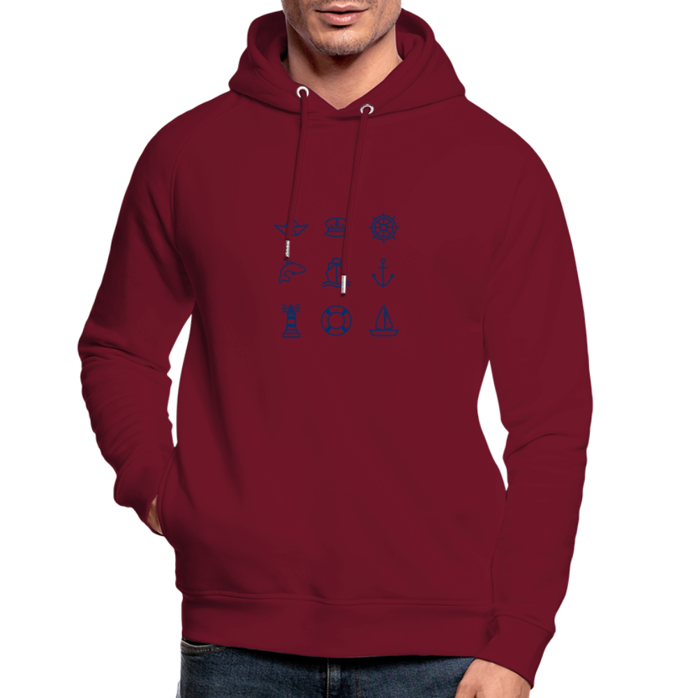 Unisex Bio-Hoodie - Nautik Doodles - Burgunderrot
