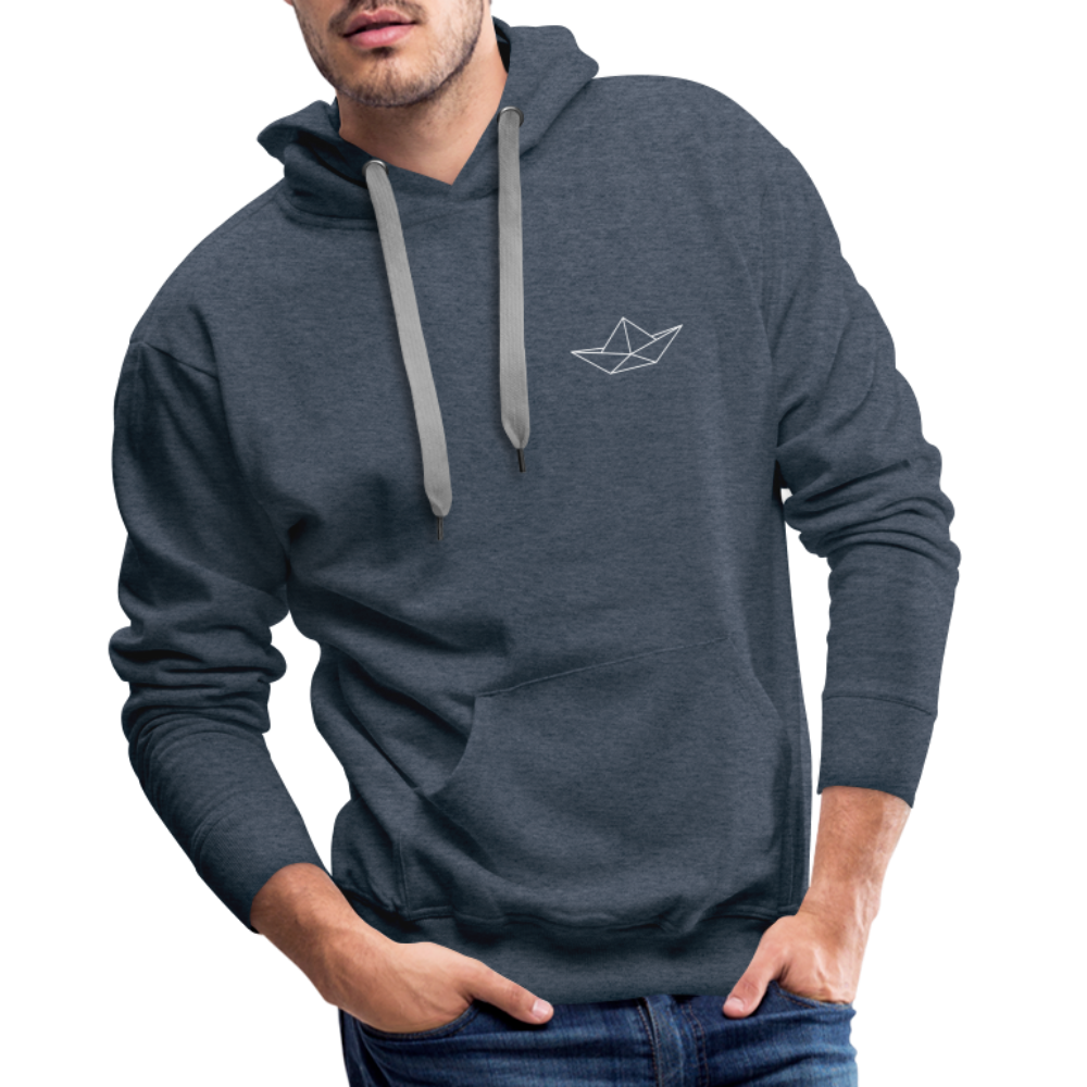 Men’s Premium Hoodie - Origami Boot (weiss) - Jeansblau