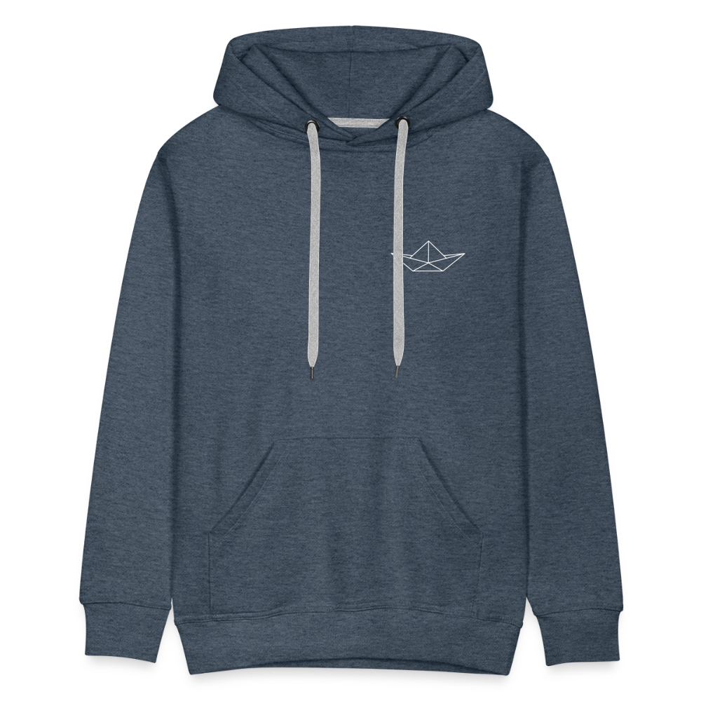 Men’s Premium Hoodie - Origami Boot (weiss) - Jeansblau