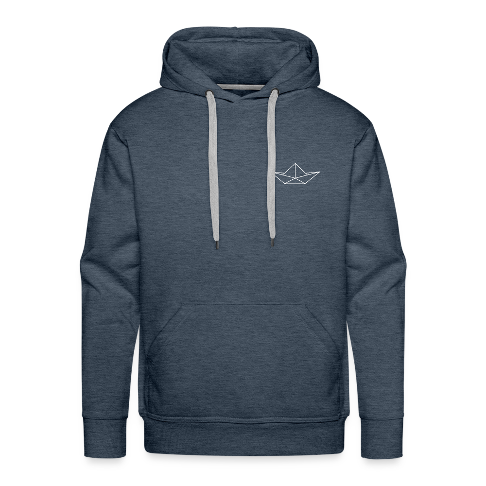 Men’s Premium Hoodie - Origami Boot (weiss) - Jeansblau