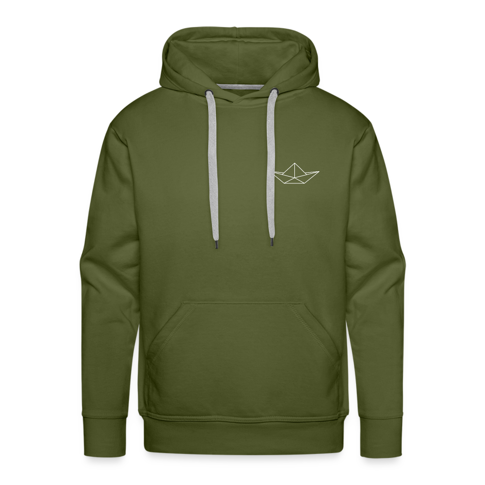 Men’s Premium Hoodie - Origami Boot (weiss) - Olivgrün