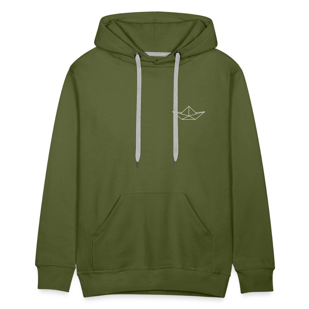 Men’s Premium Hoodie - Origami Boot (weiss) - Olivgrün