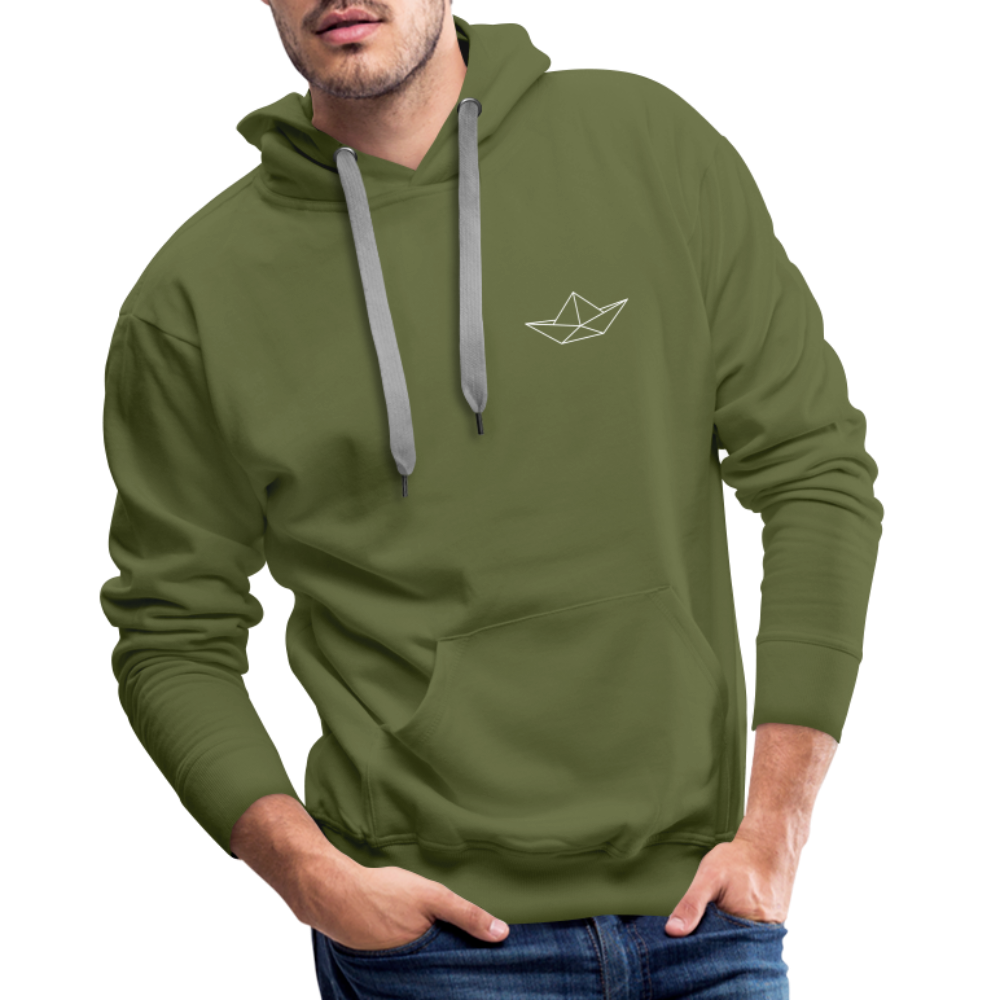 Men’s Premium Hoodie - Origami Boot (weiss) - Olivgrün