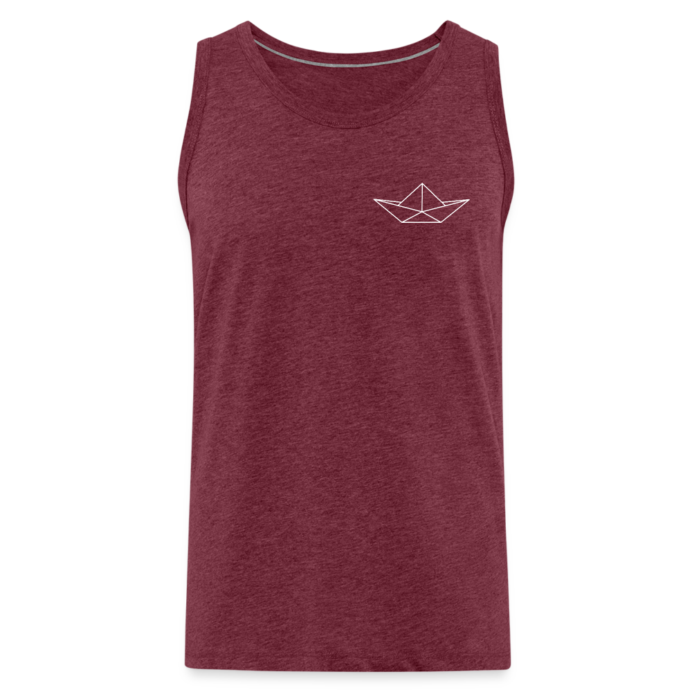 Männer Premium Tank Top - Origami Boot (weiss) - Bordeauxrot meliert