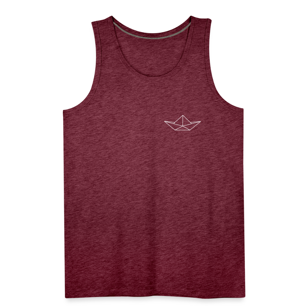 Männer Premium Tank Top - Origami Boot (weiss) - Bordeauxrot meliert