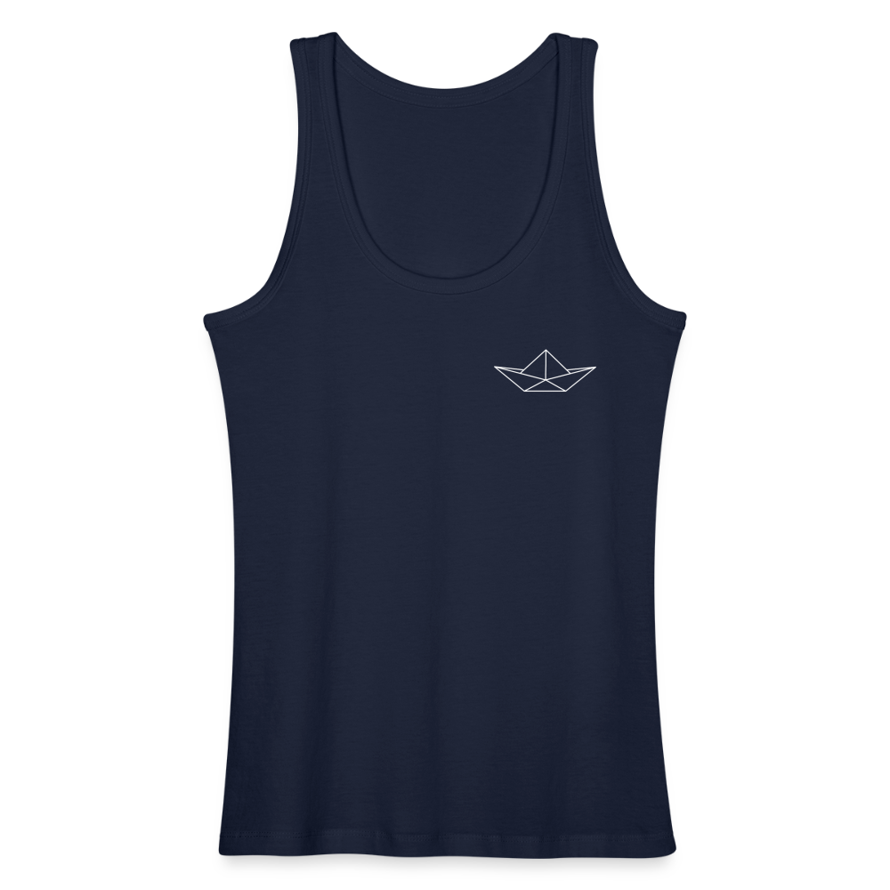 Frauen Bio Tank Top - Origami Boot (weiss) - Navy