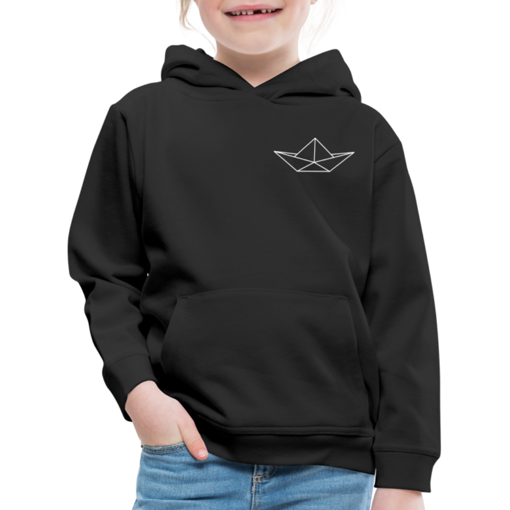 Kinder Premium Hoodie - Origami Boot (weiss) - Schwarz