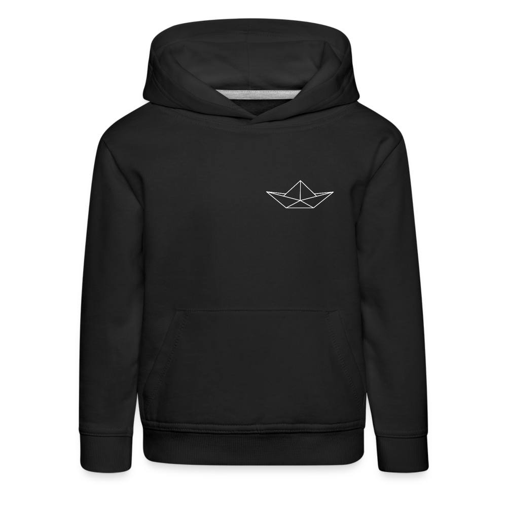 Kinder Premium Hoodie - Origami Boot (weiss) - Schwarz