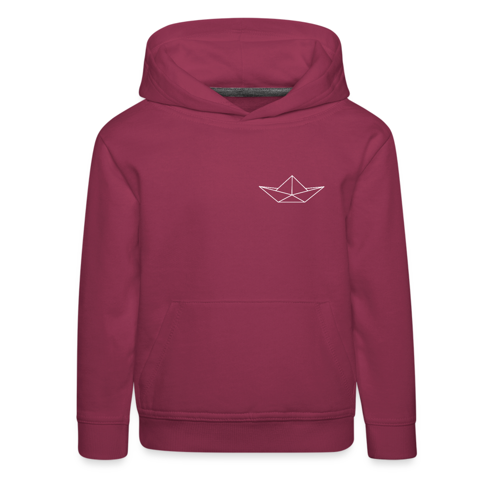Kinder Premium Hoodie - Origami Boot (weiss) - Bordeaux
