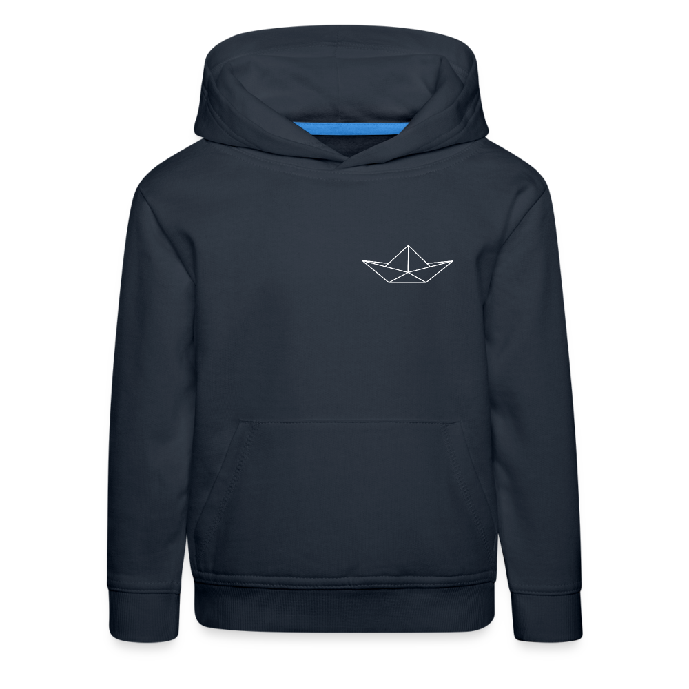 Kinder Premium Hoodie - Origami Boot (weiss) - Navy