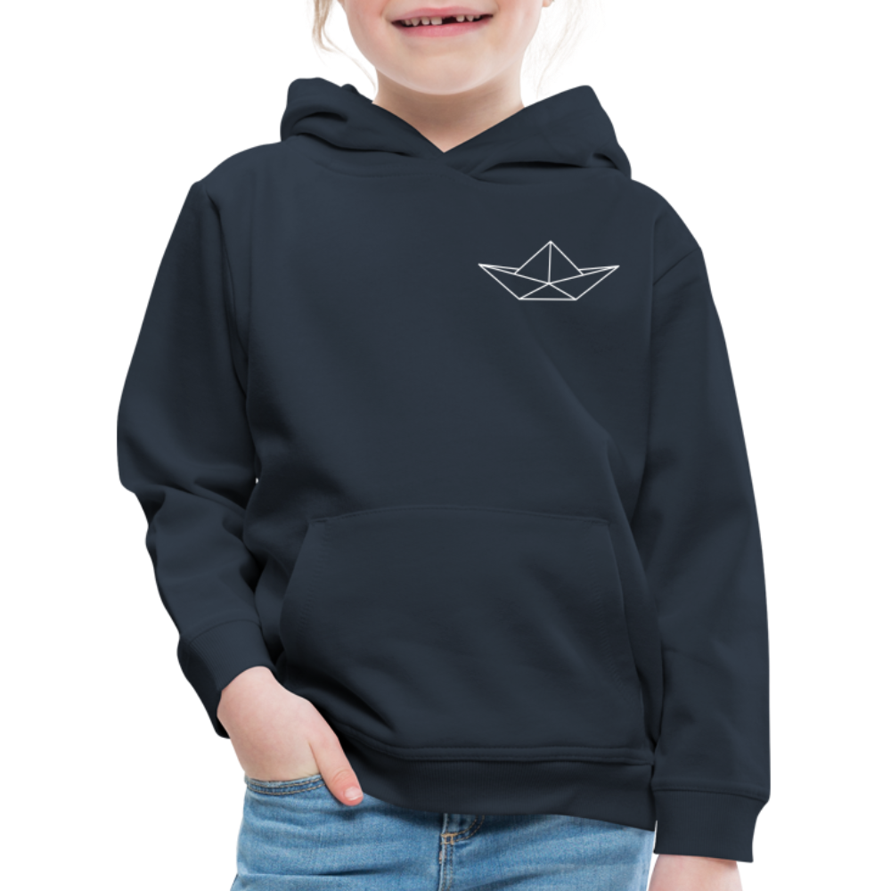 Kinder Premium Hoodie - Origami Boot (weiss) - Navy