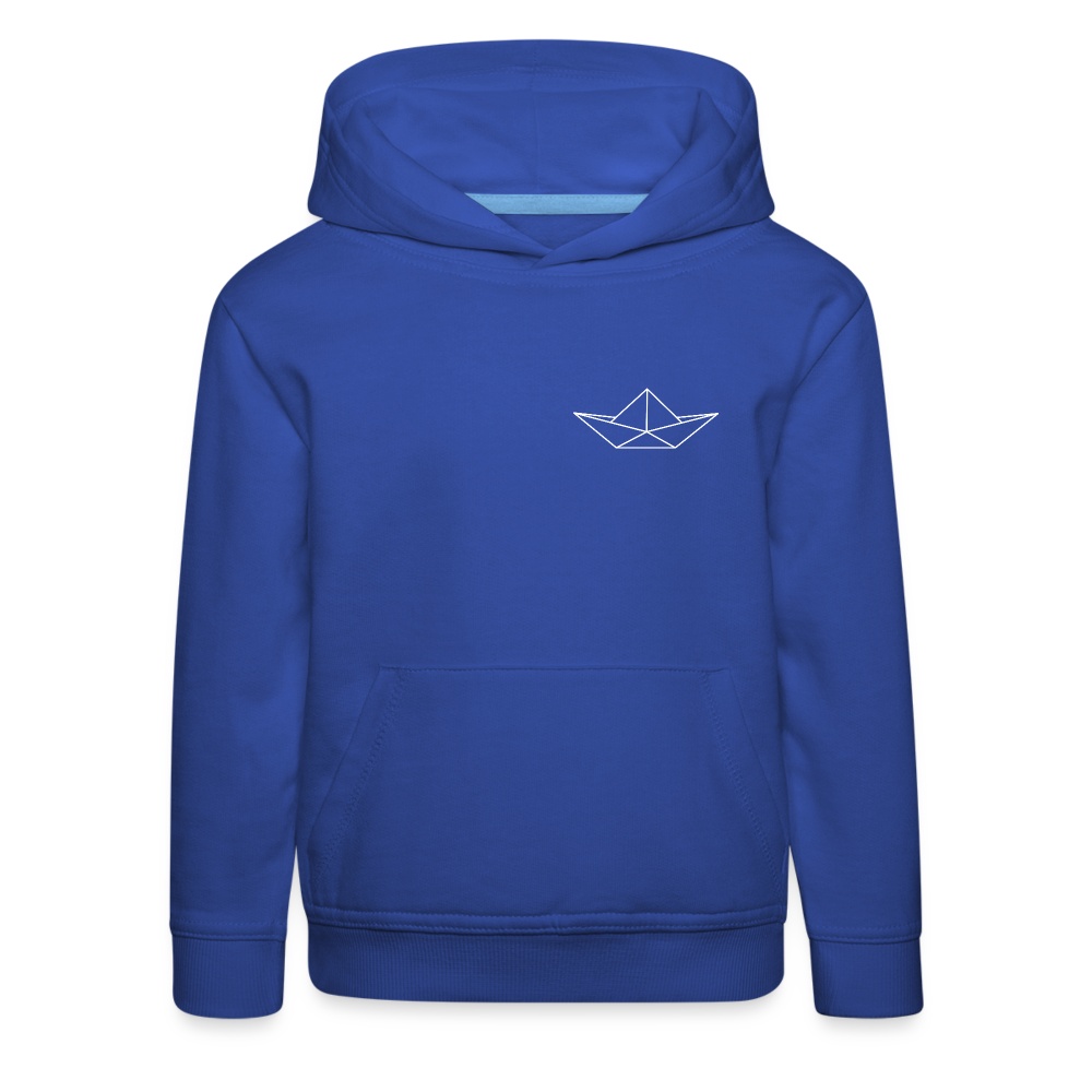 Kinder Premium Hoodie - Origami Boot (weiss) - Royalblau