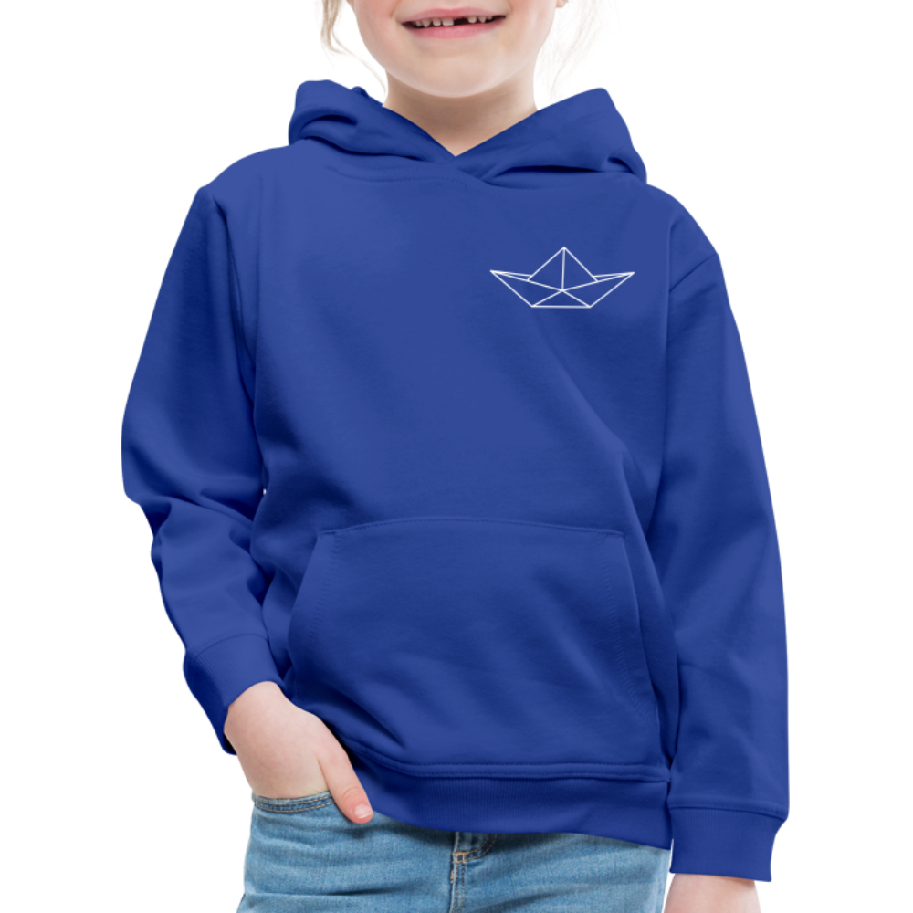 Kinder Premium Hoodie - Origami Boot (weiss) - Royalblau