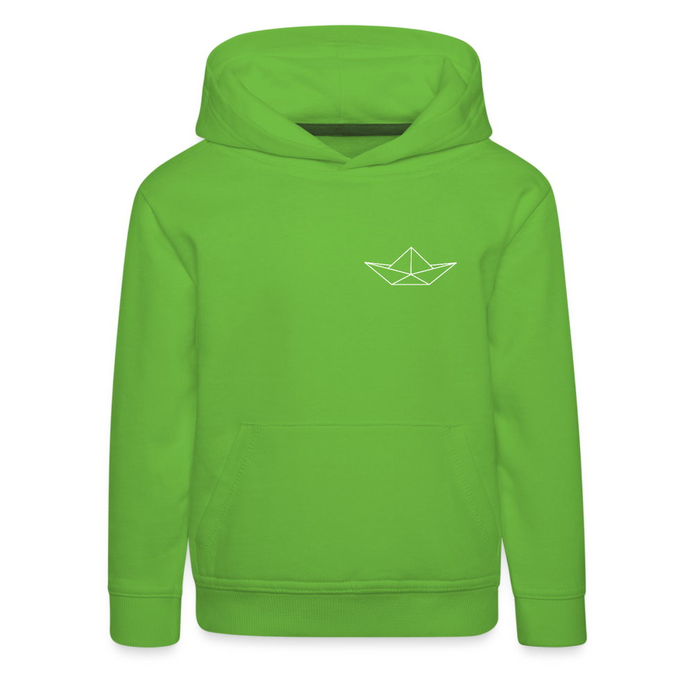 Kinder Premium Hoodie - Origami Boot (weiss) - Hellgrün