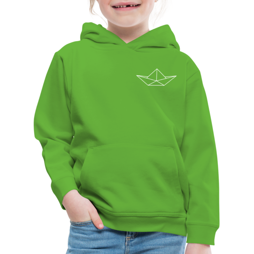Kinder Premium Hoodie - Origami Boot (weiss) - Hellgrün