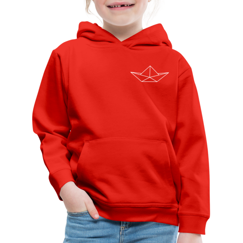 Kinder Premium Hoodie - Origami Boot (weiss) - Rot