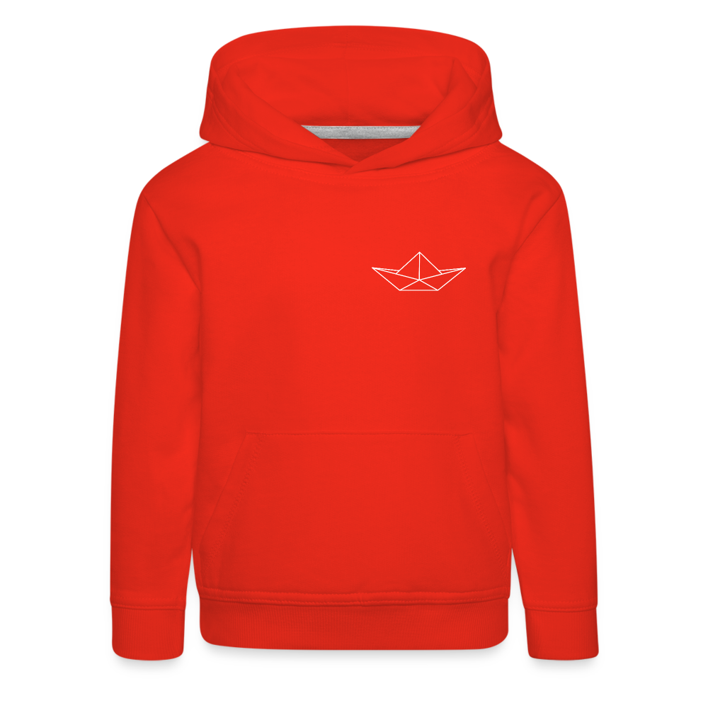 Kinder Premium Hoodie - Origami Boot (weiss) - Rot