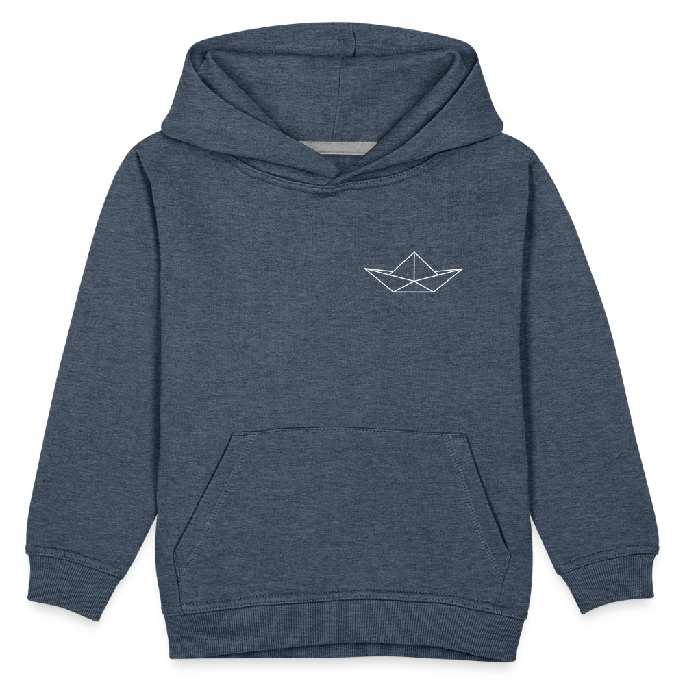Kinder Premium Hoodie - Origami Boot (weiss) - Jeansblau