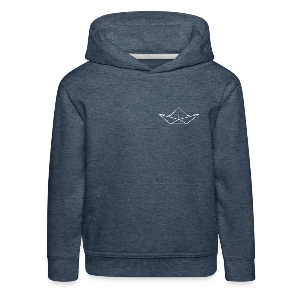 Kinder Premium Hoodie - Origami Boot (weiss) - Jeansblau