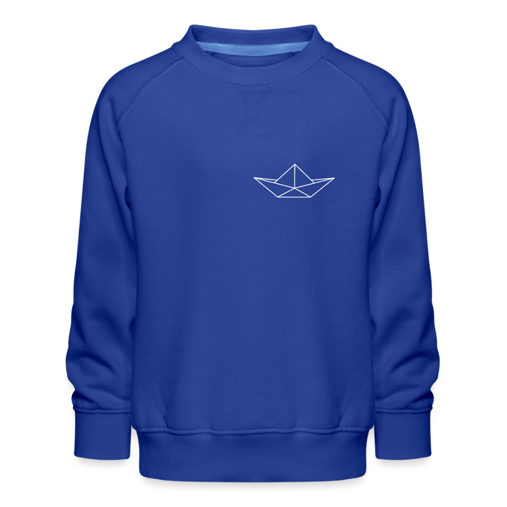 Kinder Premium Pullover - Origami Boot (weiss) - Royalblau