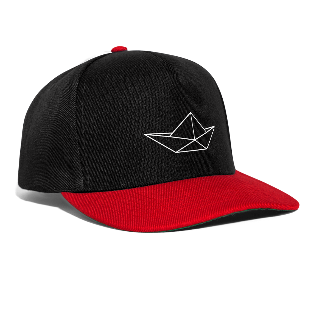 Snapback Cap - Origami Boot (weiss) - Schwarz/Rot