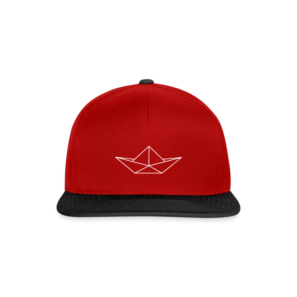 Snapback Cap - Origami Boot (weiss) - Rot/Schwarz