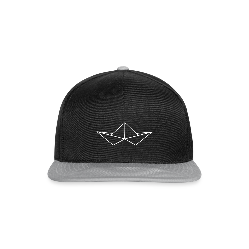 Snapback Cap - Origami Boot (weiss) - Schwarz/Grau