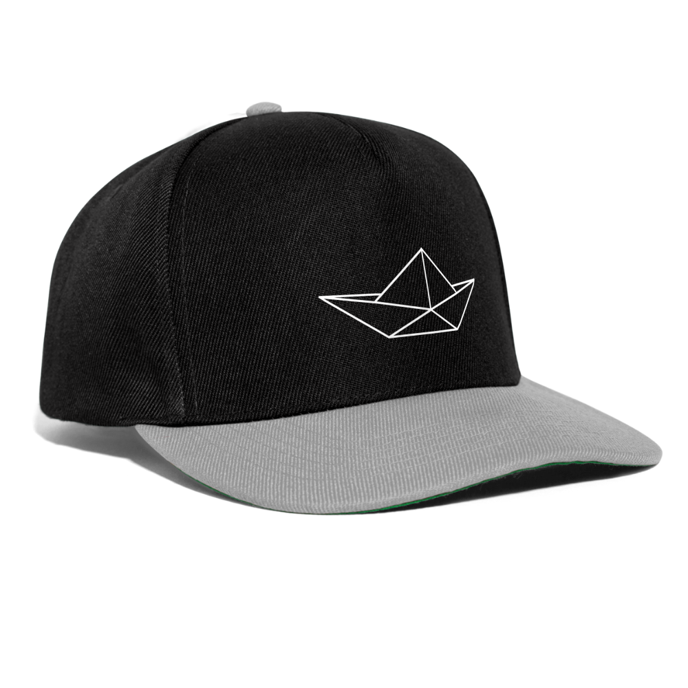Snapback Cap - Origami Boot (weiss) - Schwarz/Grau