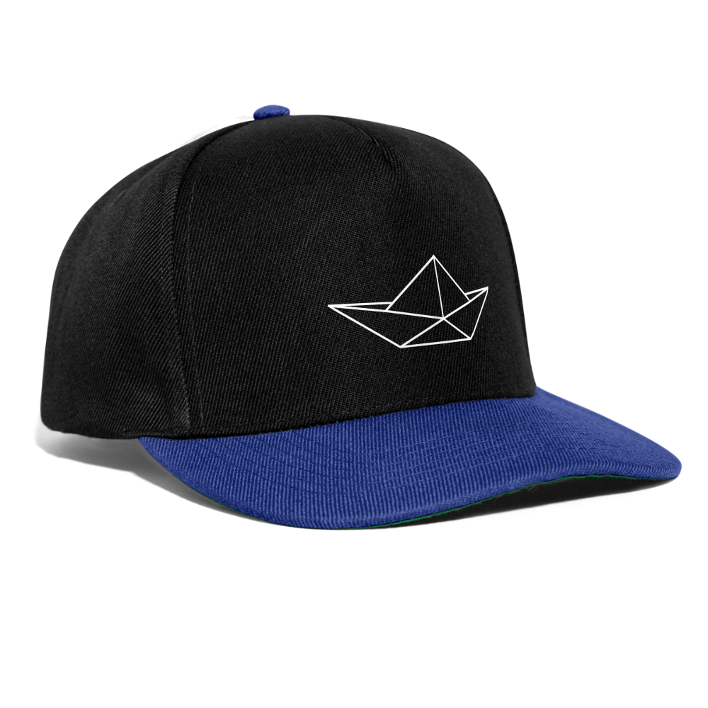 Snapback Cap - Origami Boot (weiss) - Schwarz/Königsblau