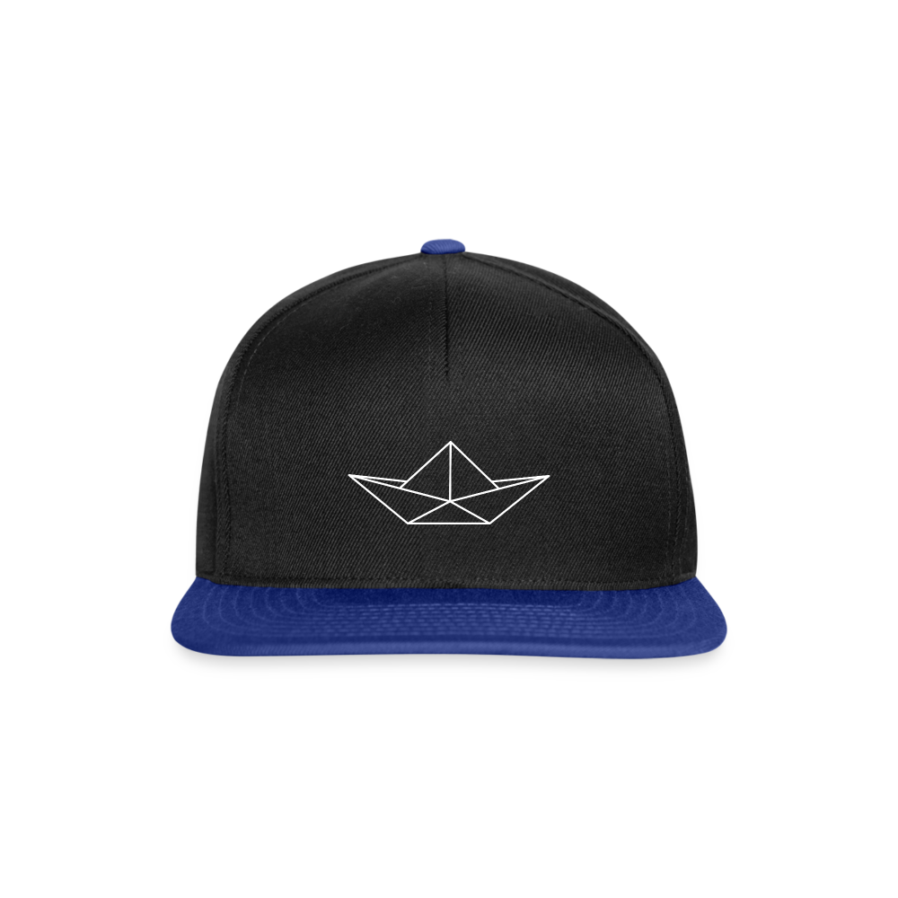 Snapback Cap - Origami Boot (weiss) - Schwarz/Königsblau
