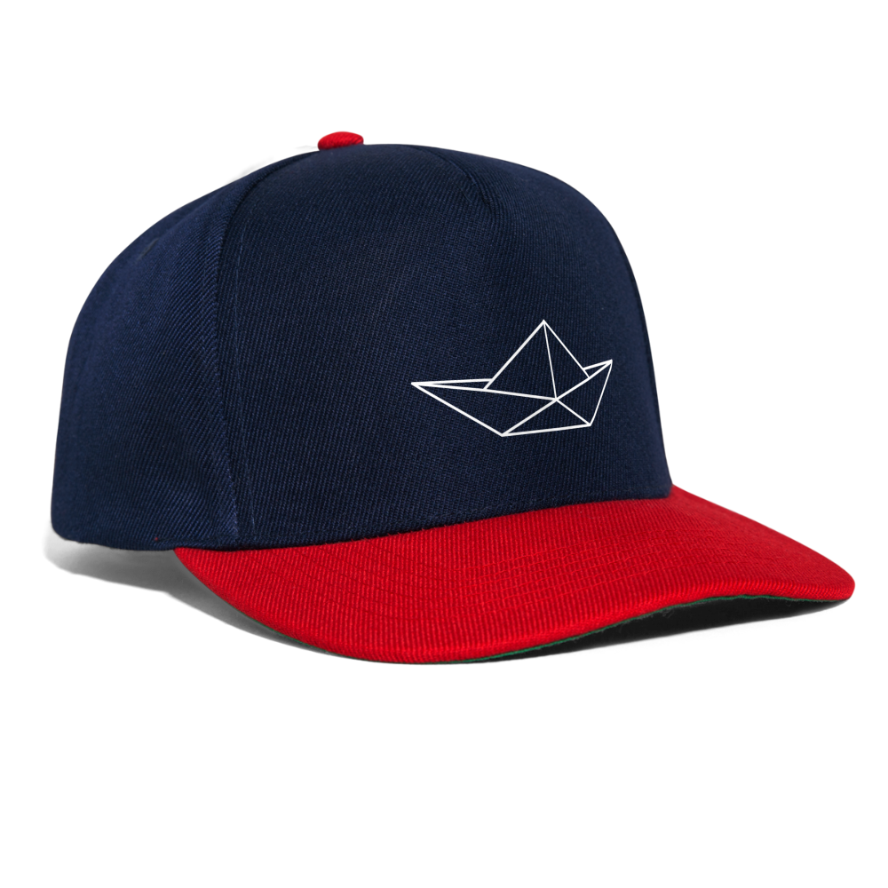 Snapback Cap - Origami Boot (weiss) - Navy/Rot