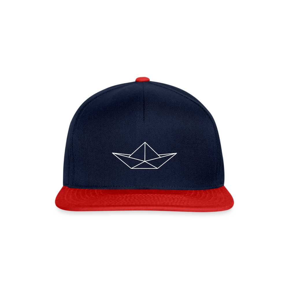 Snapback Cap - Origami Boot (weiss) - Navy/Rot