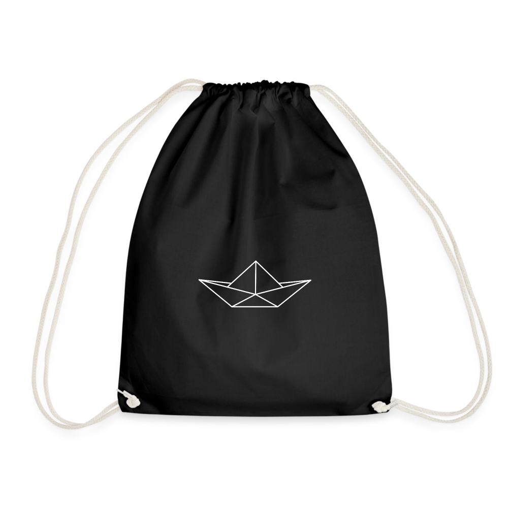 Turnbeutel - Origami Boot (weiss) - Schwarz