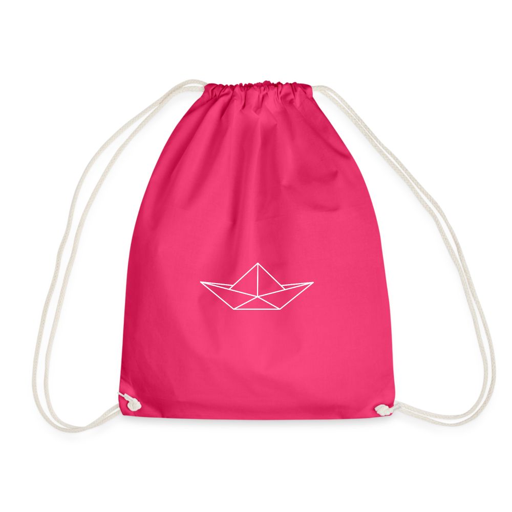 Turnbeutel - Origami Boot (weiss) - Fuchsia
