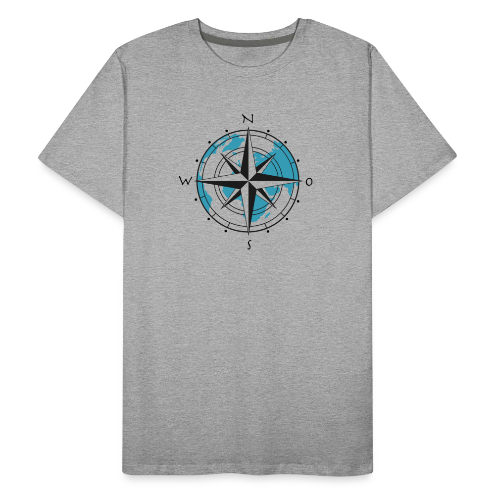 Männer Premium Bio T-Shirt - Kompass - Grau meliert
