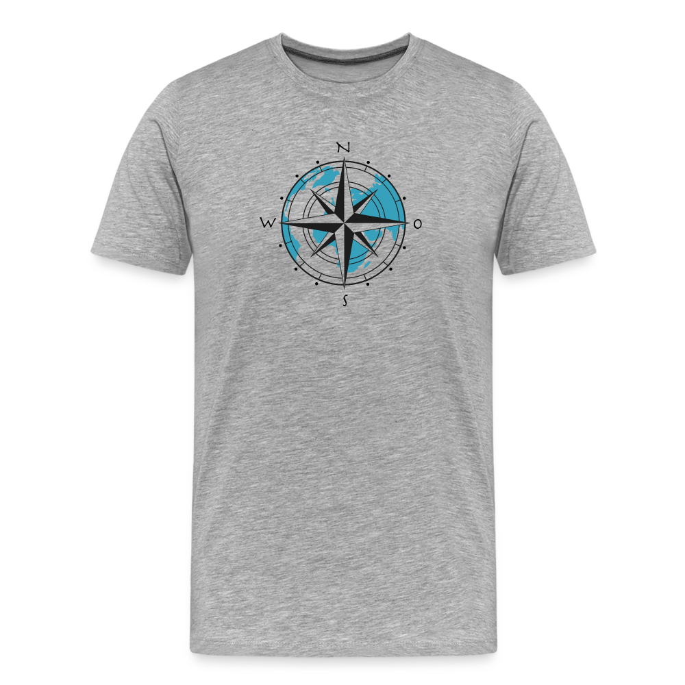 Männer Premium Bio T-Shirt - Kompass - Grau meliert