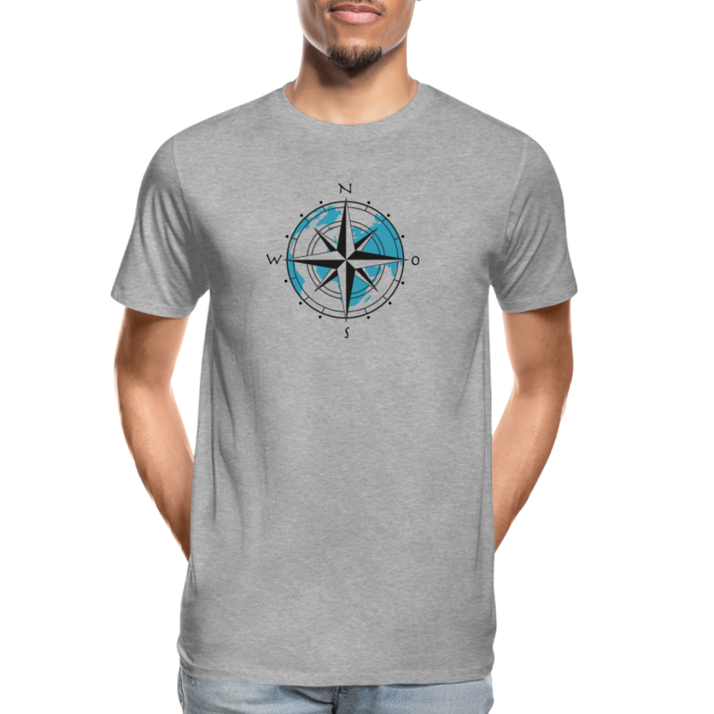Männer Premium Bio T-Shirt - Kompass - Grau meliert