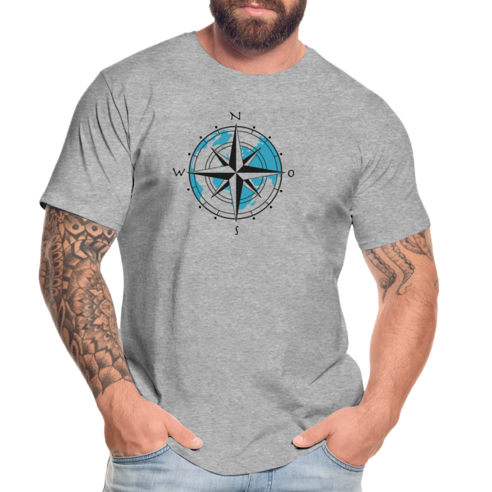 Männer Premium Bio T-Shirt - Kompass - Grau meliert