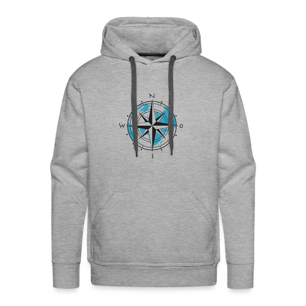 Männer Premium Hoodie - Kompass - Grau meliert