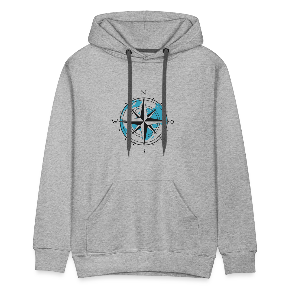 Männer Premium Hoodie - Kompass - Grau meliert