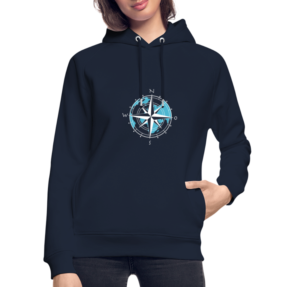 Unisex Bio-Hoodie - Kompass (weiss) - Navy