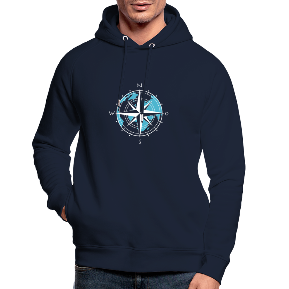 Unisex Bio-Hoodie - Kompass (weiss) - Navy