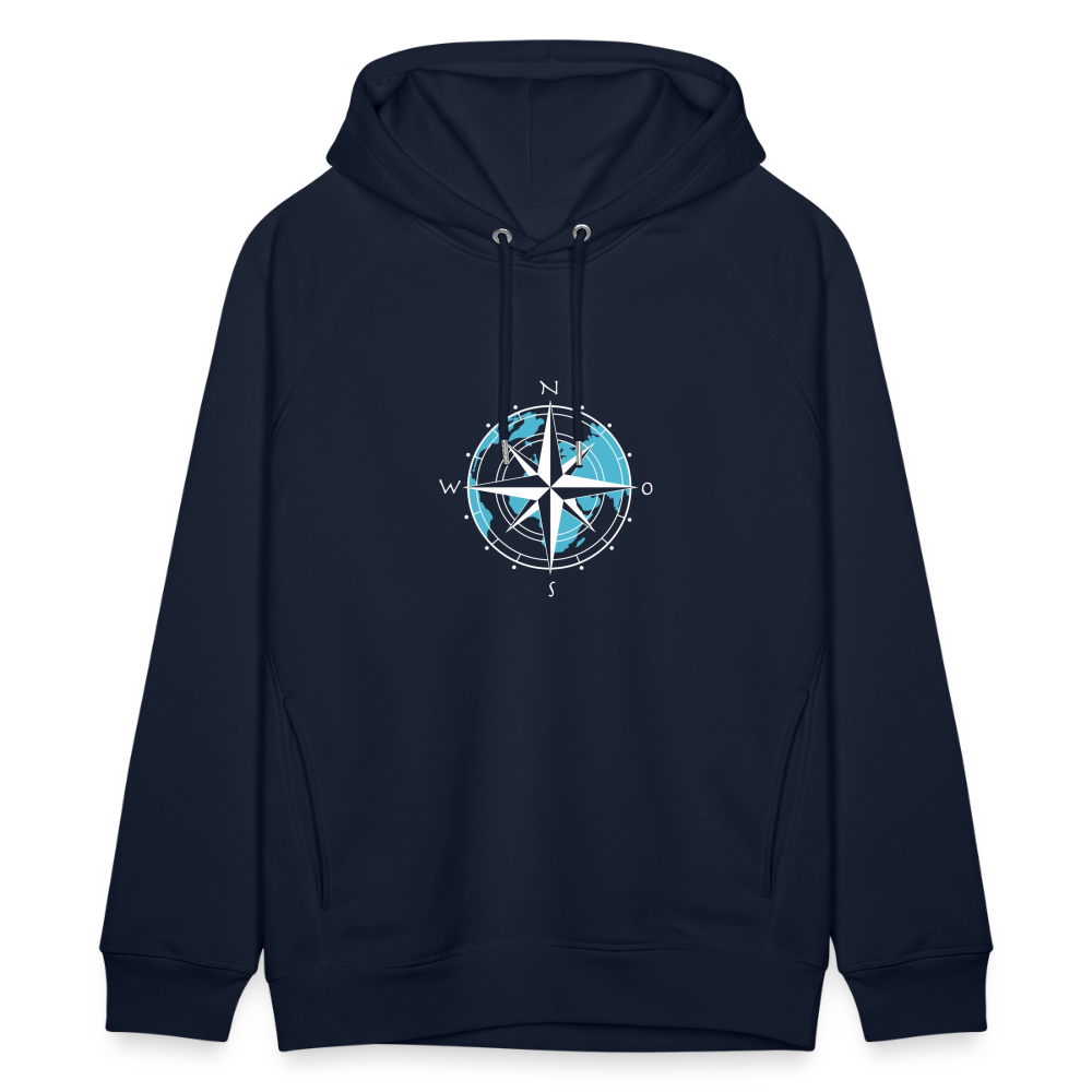 Unisex Bio-Hoodie - Kompass (weiss) - Navy