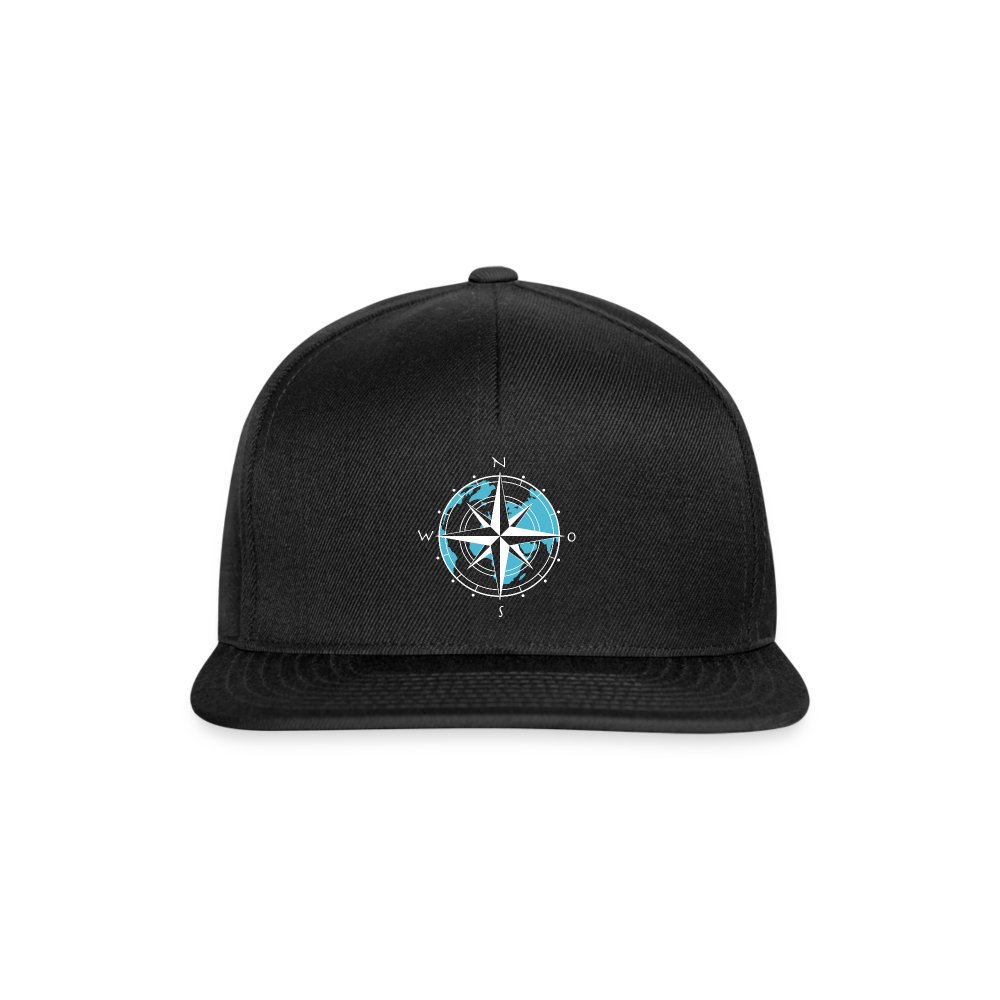 Snapback Cap - Kompass (weiss) - Schwarz/Schwarz