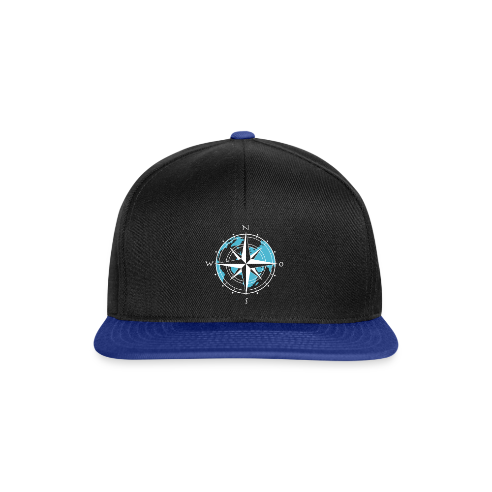 Snapback Cap - Kompass (weiss) - Schwarz/Königsblau